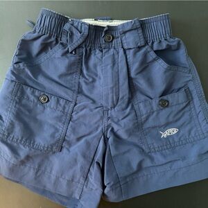 Boys AFTCO Navy Blue Fishing Shorts with Embroidered Fish Logo size 24